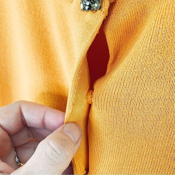 Josephine Chaus Orange Jeweled Short Sleeve Sweater 1X - Picture 7 of 11
